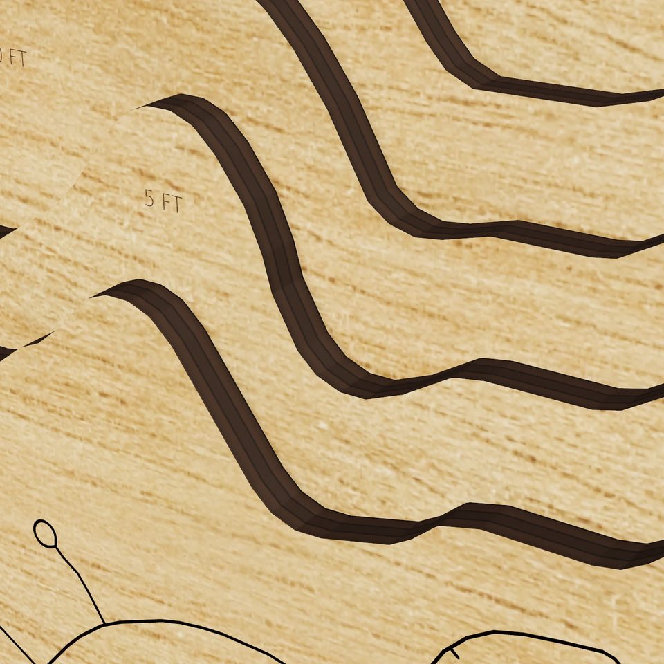 Voorheis Lake 3D wood map, detail view