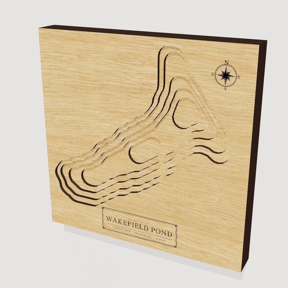 Wakefield Pond 3D wood map, hero view