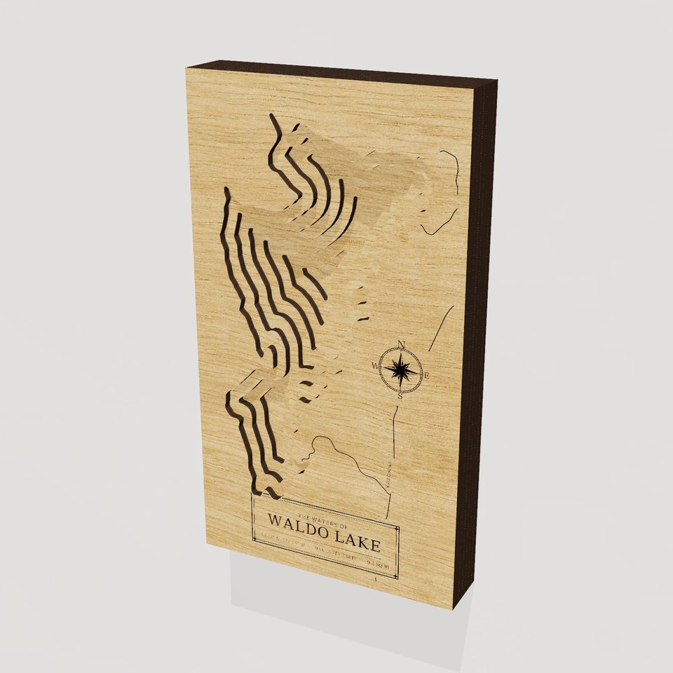 Waldo Lake 3D wood map, hero view
