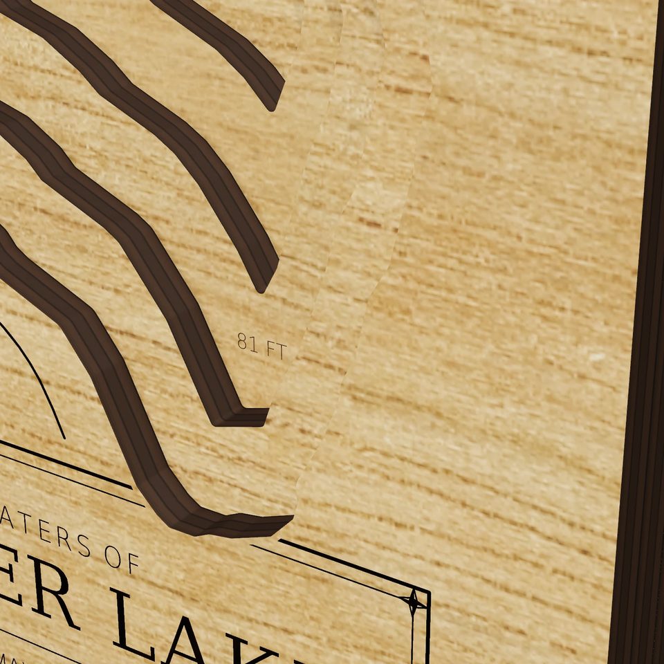 Walker Lake 3D wood map, detail view