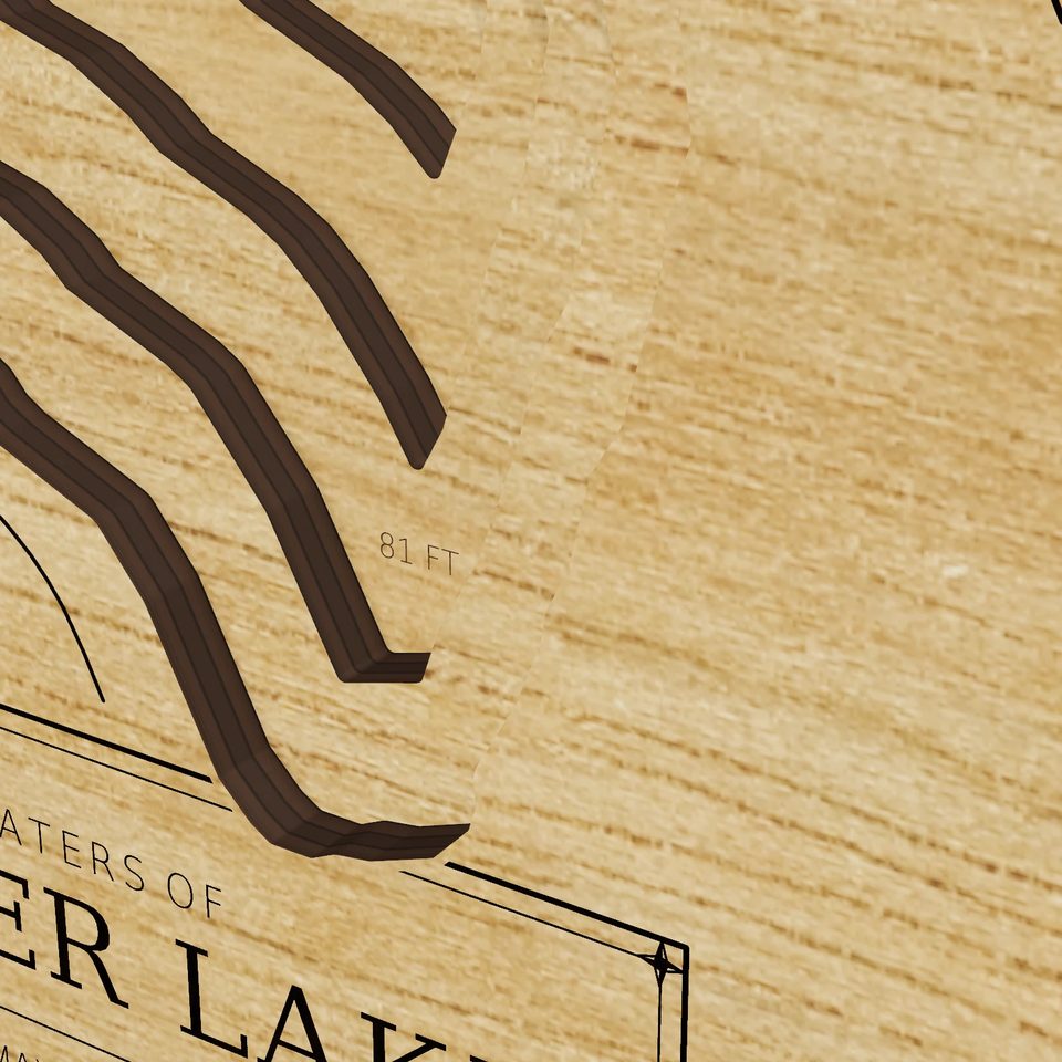 Walker Lake 3D wood map, detail view
