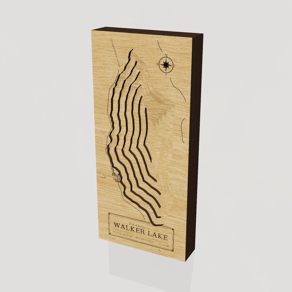 Walker Lake 3D wood map, hero view