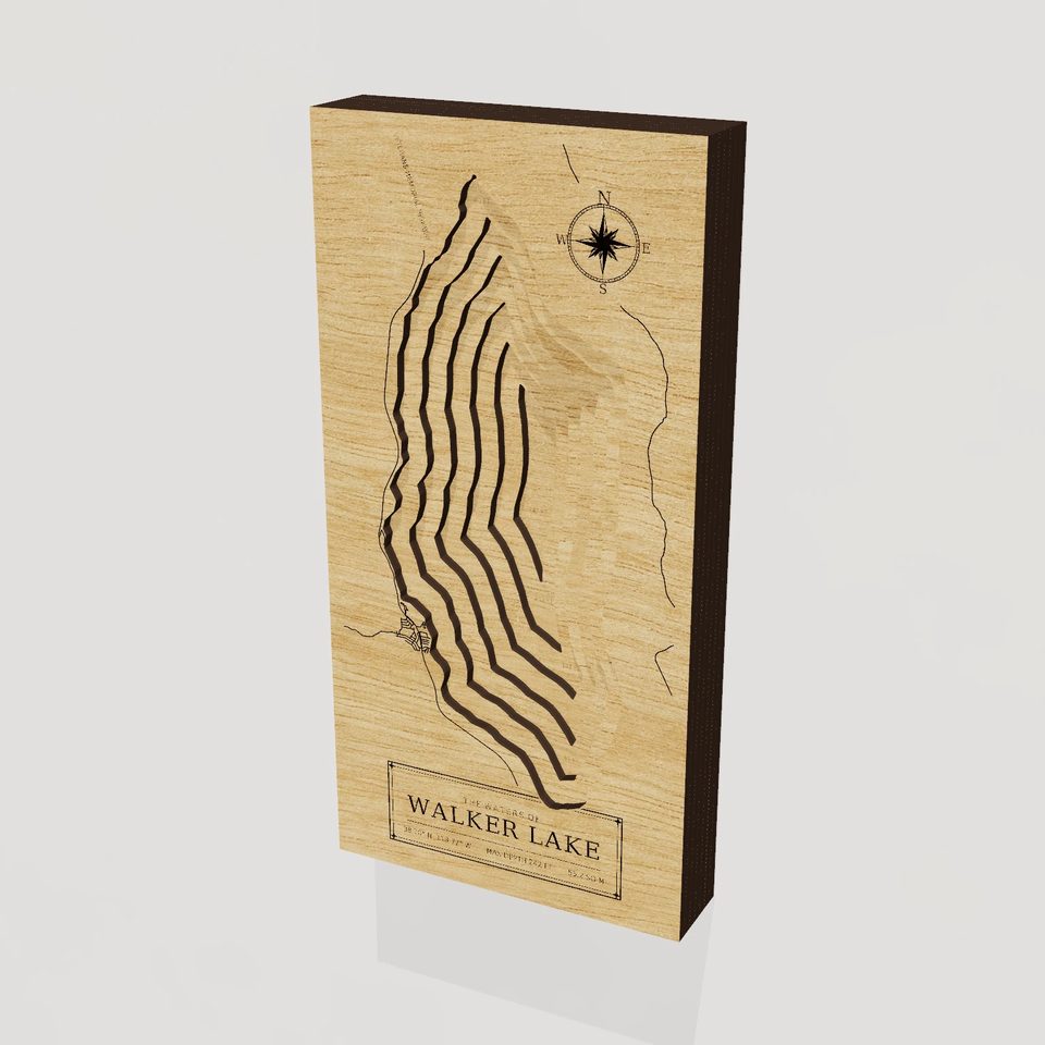 Walker Lake 3D wood map, hero view