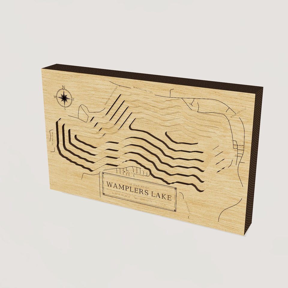 Wamplers Lake 3D wood map, hero view