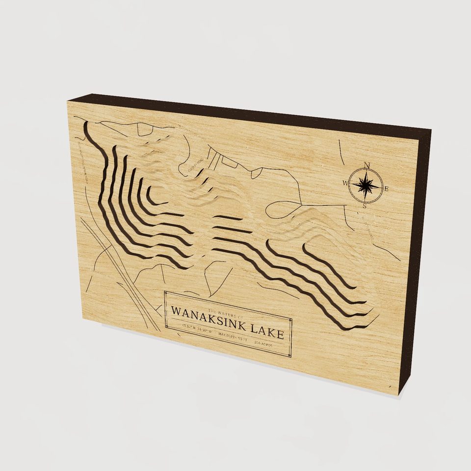 Wanaksink Lake 3D wood map, hero view
