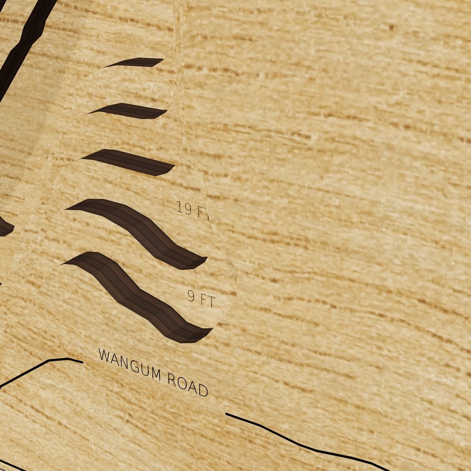 Wangum Lake 3D wood map, detail view