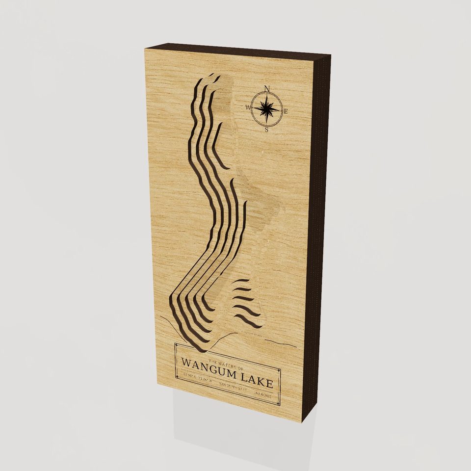 Wangum Lake 3D wood map, hero view