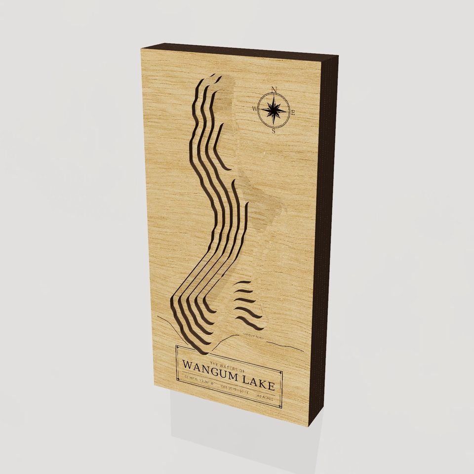 Wangum Lake 3D wood map, hero view