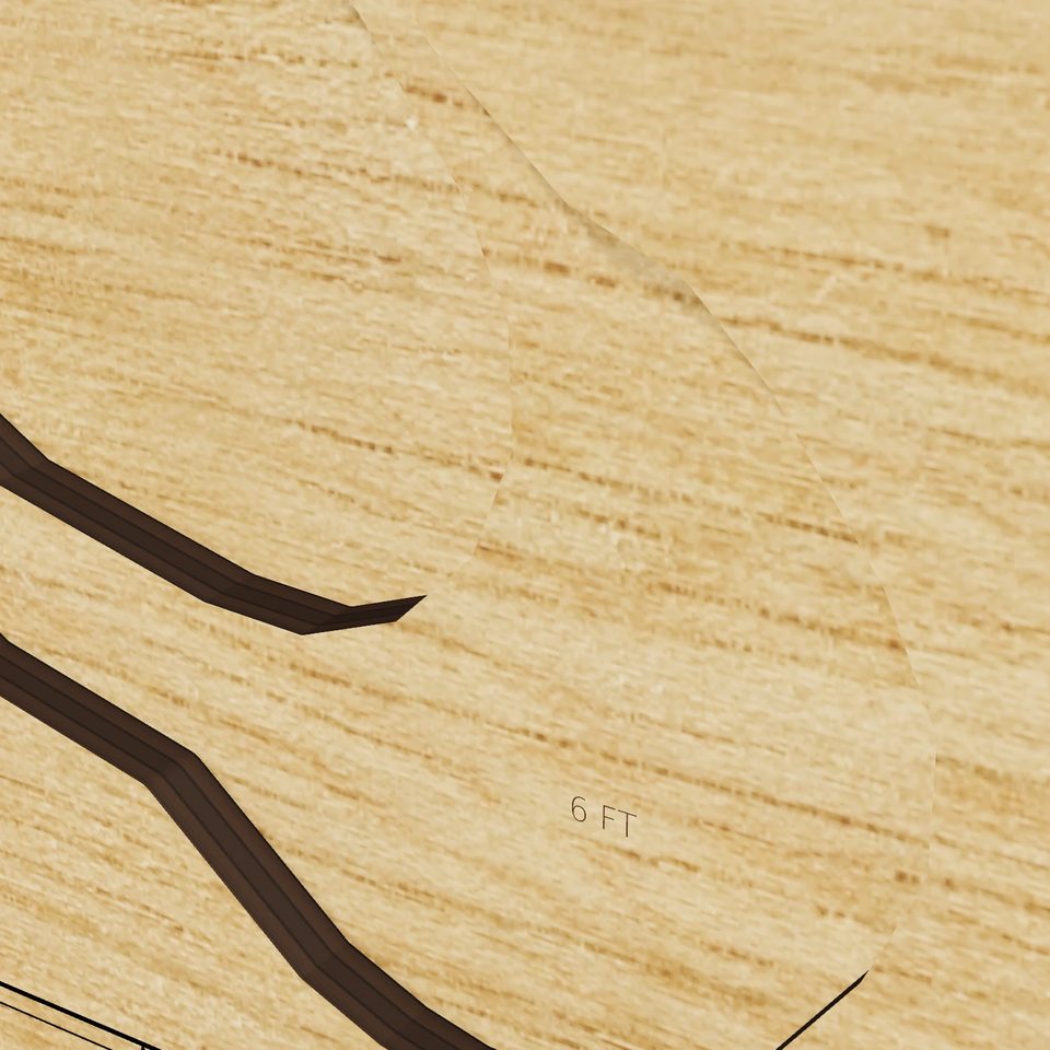 Wataba Lake 3D wood map, detail view