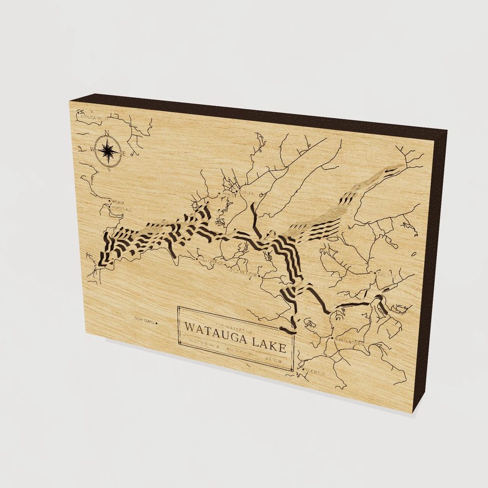 Watauga Lake 3D wood map, hero view