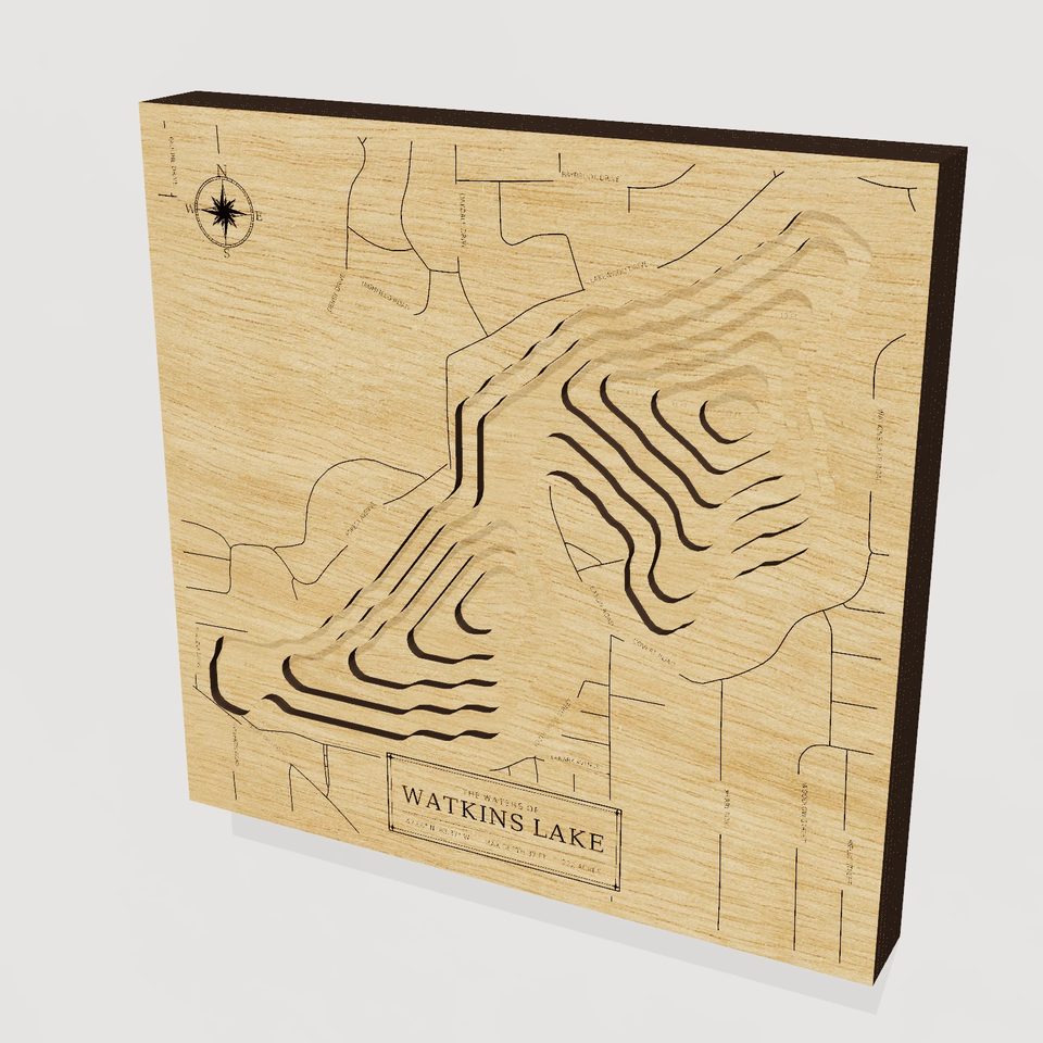 Watkins Lake 3D wood map, hero view