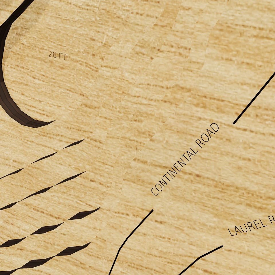 Wee Wah Lake 3D wood map, detail view