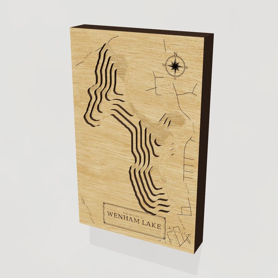 Wenham Lake 3D wood map, hero view