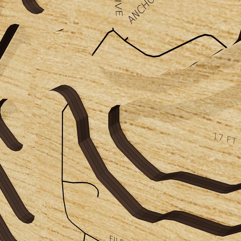 West Crooked Lake 3D wood map, detail view