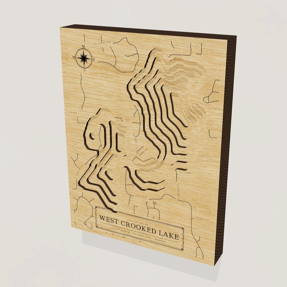 West Crooked Lake 3D wood map, hero view