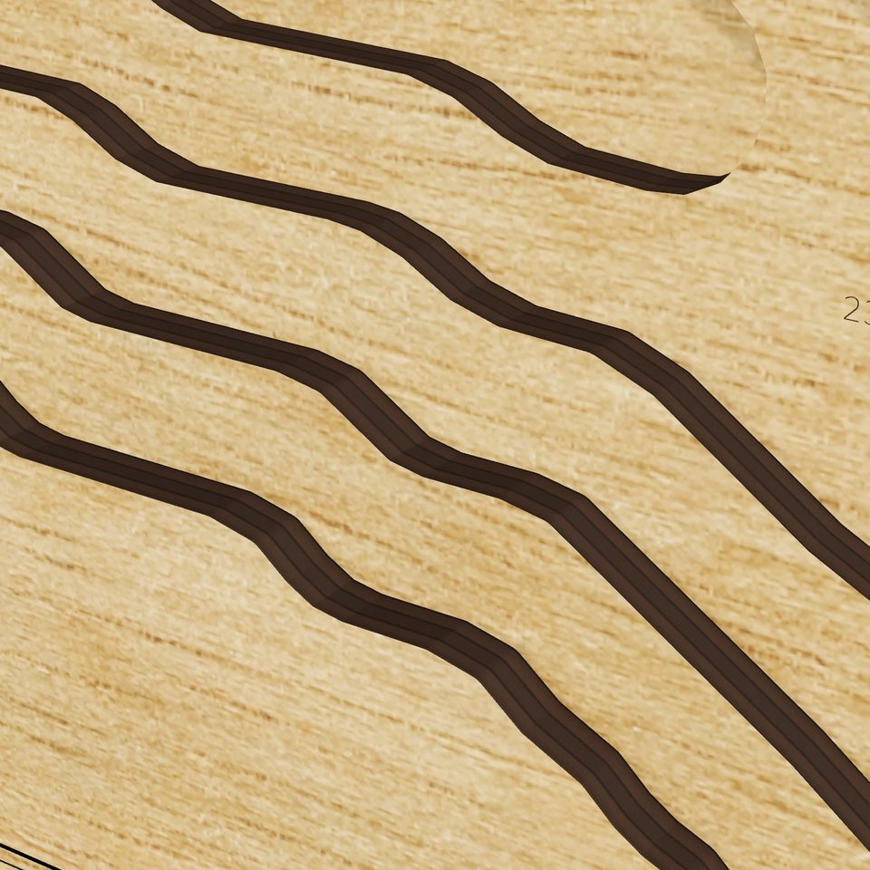 West Lake Reservoir 3D wood map, detail view