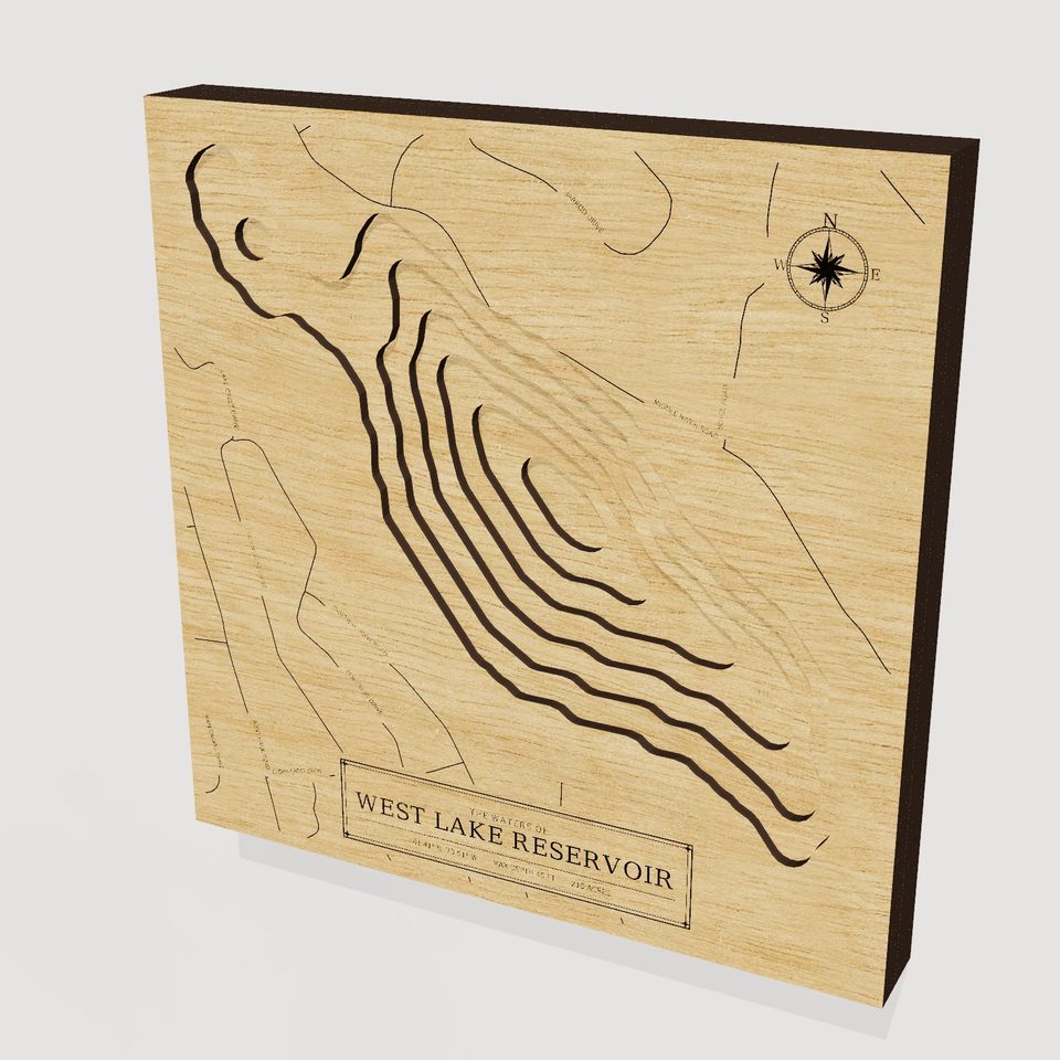 West Lake Reservoir 3D wood map, hero view