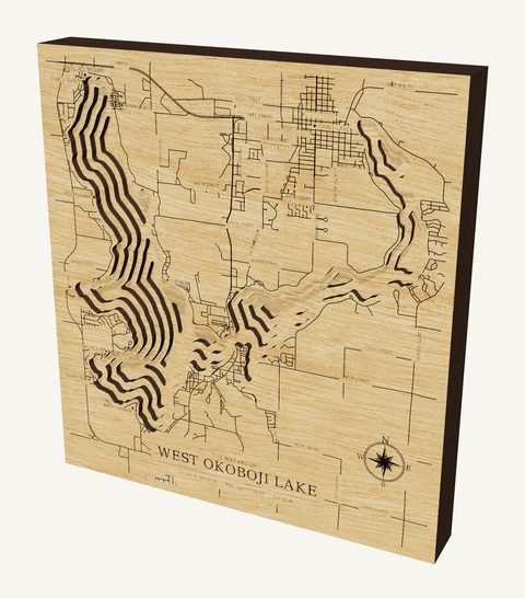 West Okoboji Lake wood map