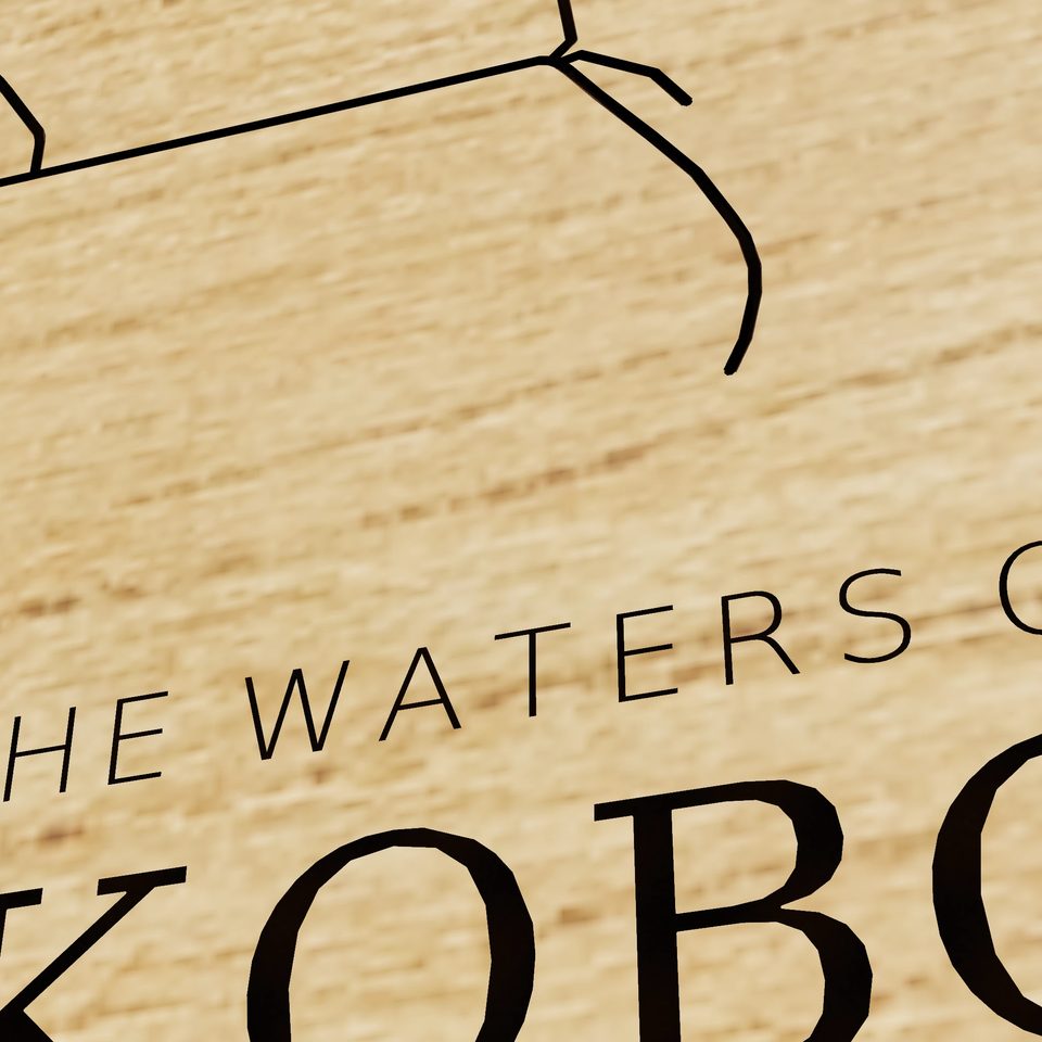 West Okoboji Lake 3D wood map, title view