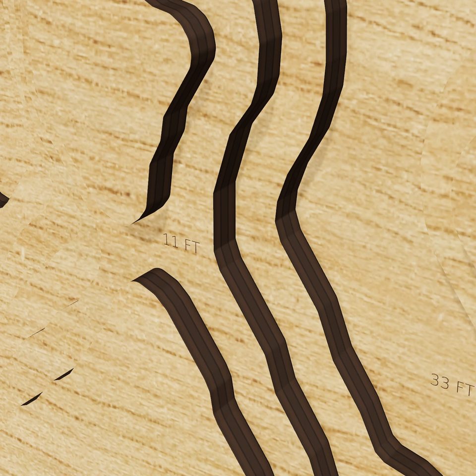 West Vadnais Lake 3D wood map, detail view