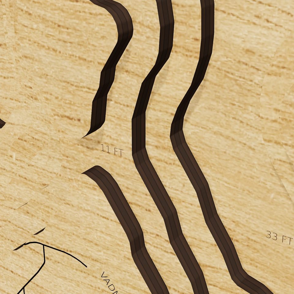 West Vadnais Lake 3D wood map, detail view