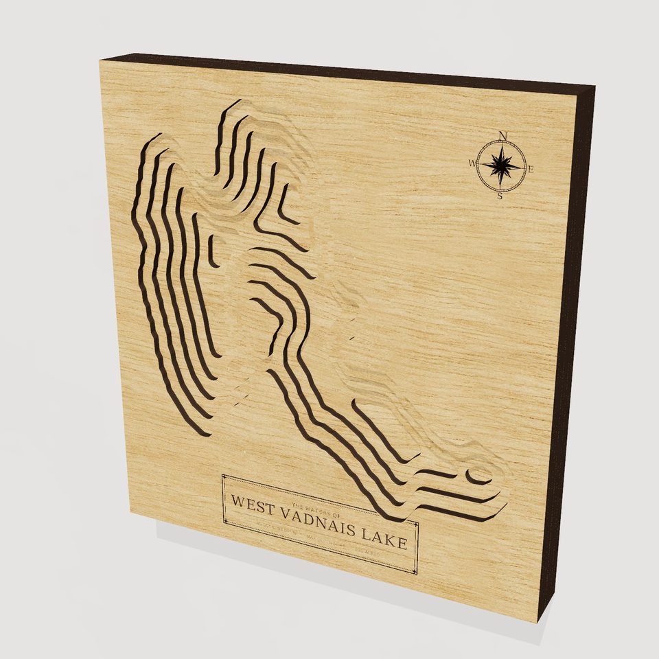 West Vadnais Lake 3D wood map, hero view