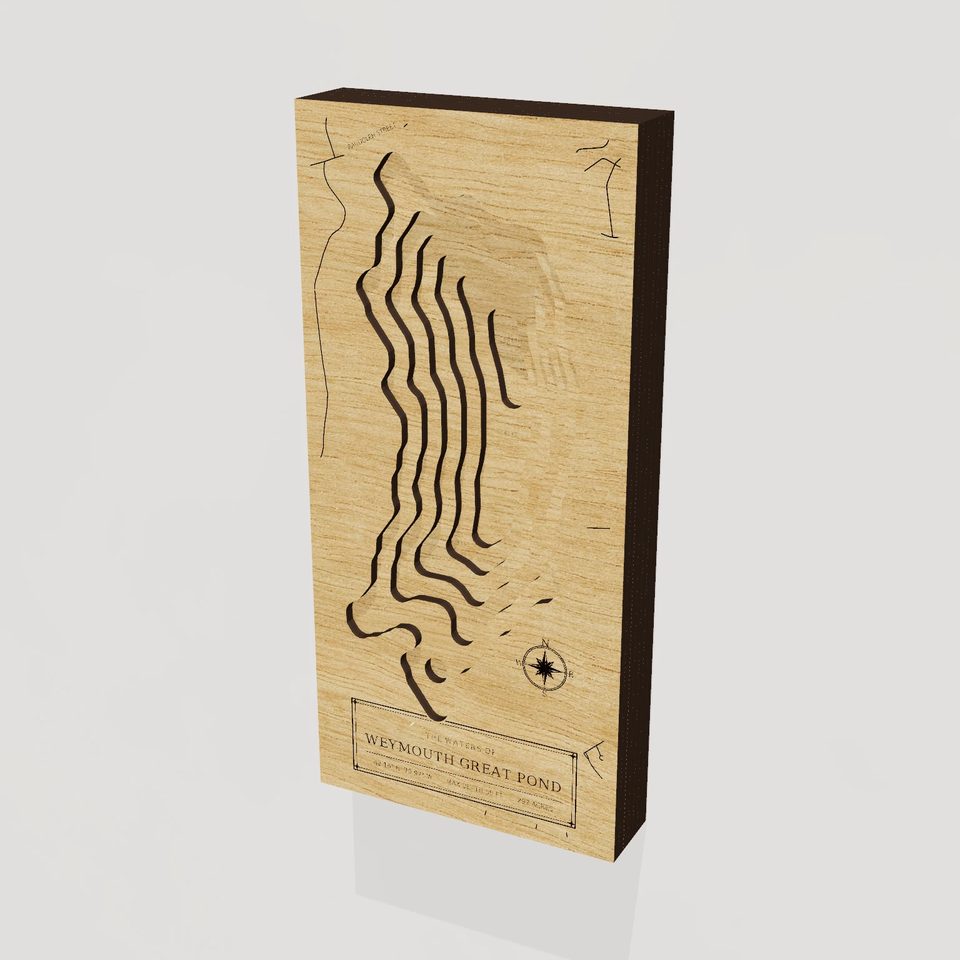 Weymouth Great Pond 3D wood map, hero view