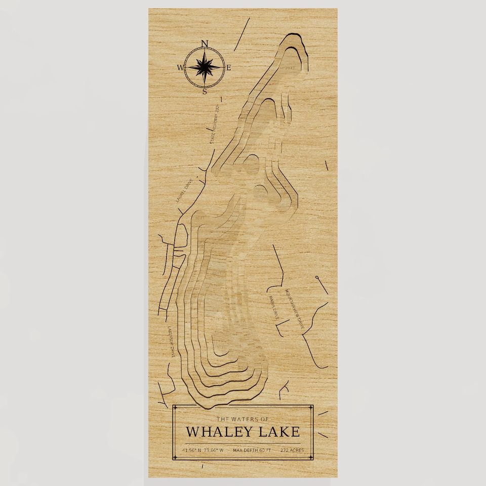 Whaley Lake 3D wood map, front view