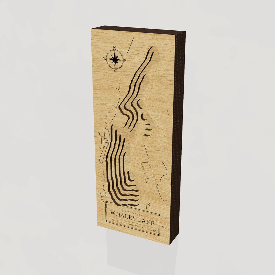 Whaley Lake 3D wood map, hero view