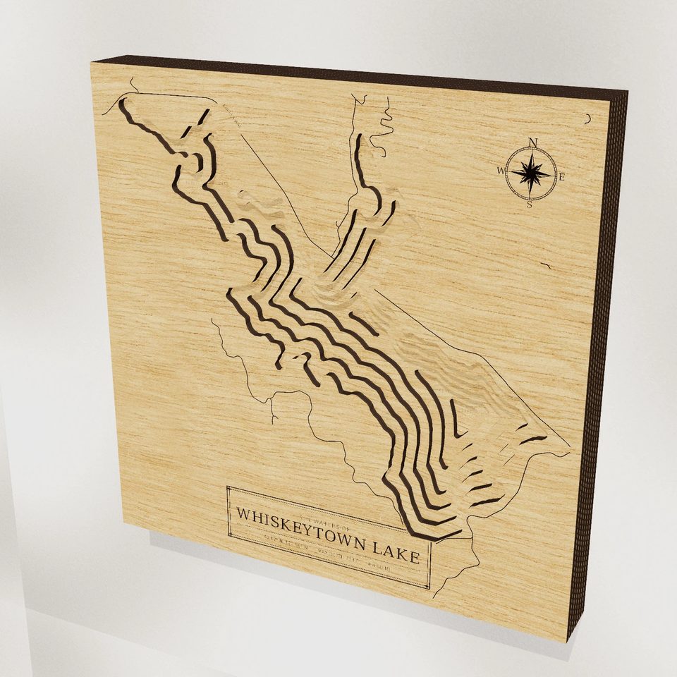 Whiskeytown Lake 3D wood map, hero view