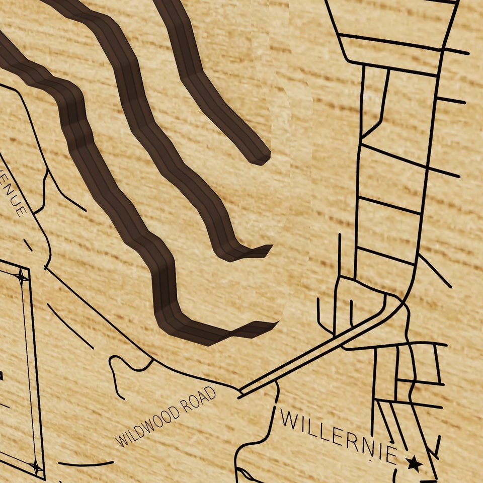 White Bear Lake 3D wood map, detail view