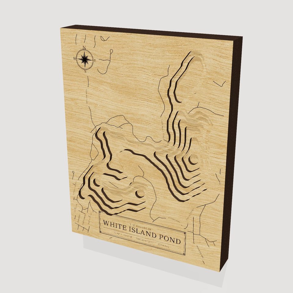 White Island Pond 3D wood map, hero view