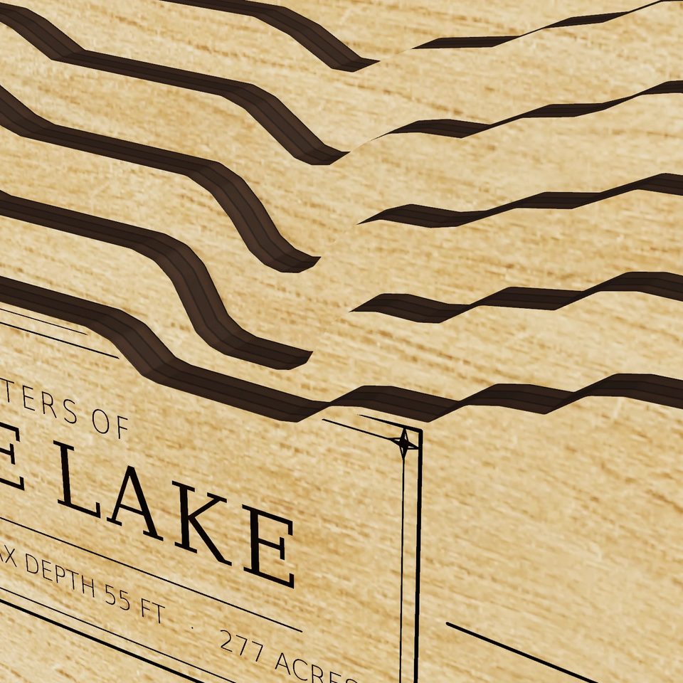 White Lake 3D wood map, detail view