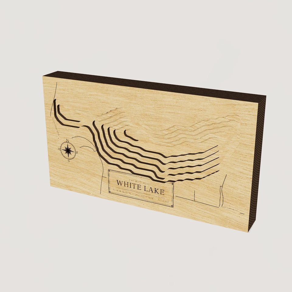 White Lake 3D wood map, hero view