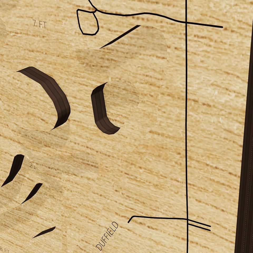 White Lake 3D wood map, detail view