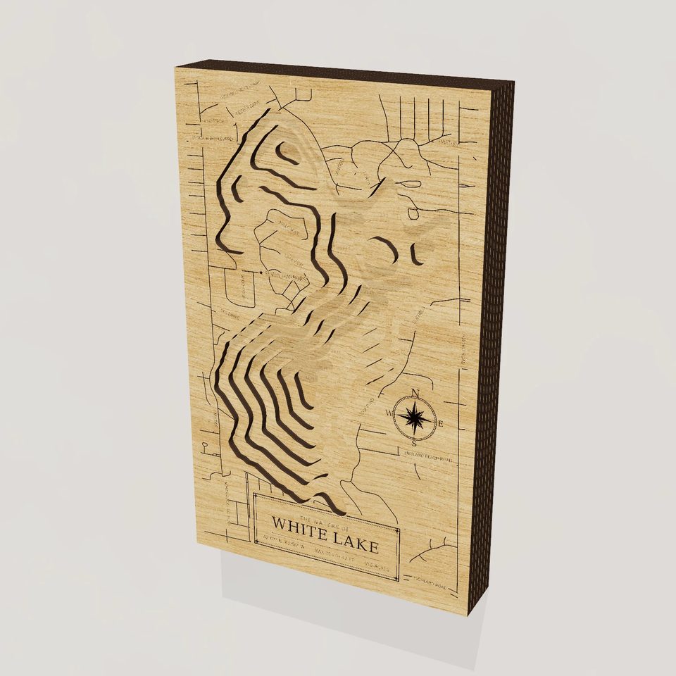 White Lake 3D wood map, hero view
