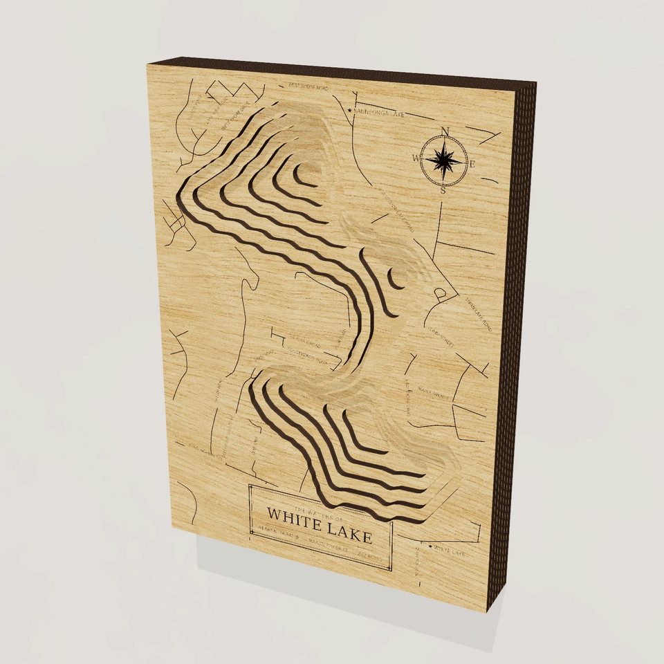 White Lake 3D wood map, hero view