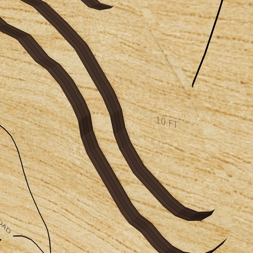 White Meadow Lake 3D wood map, detail view