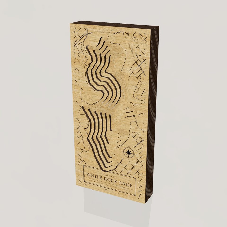 White Rock Lake 3D wood map, hero view
