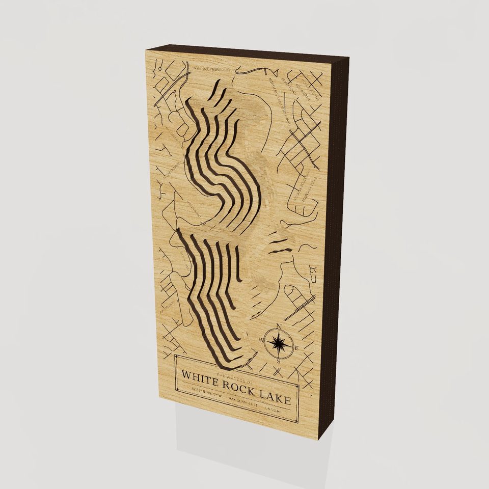 White Rock Lake 3D wood map, hero view
