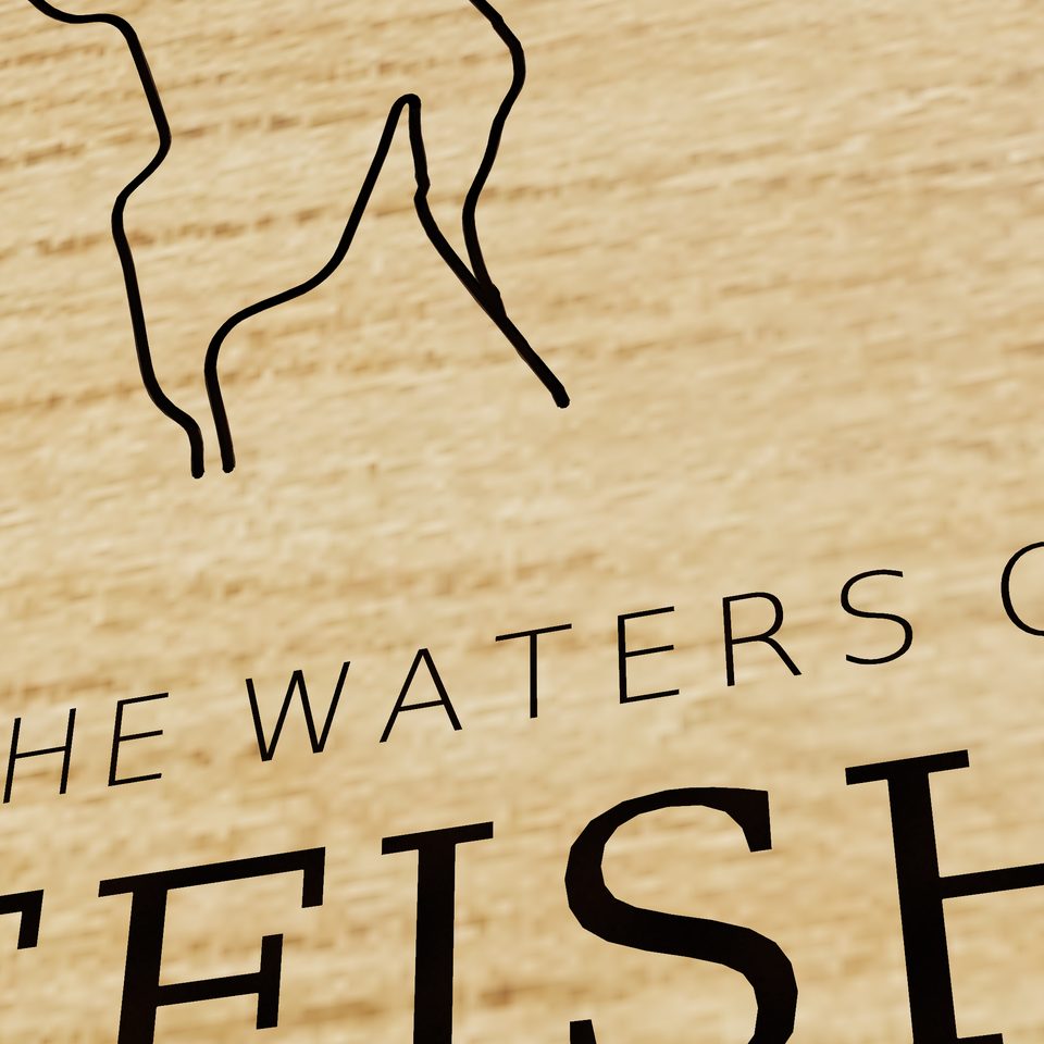 Whitefish Lake 3D wood map, title view