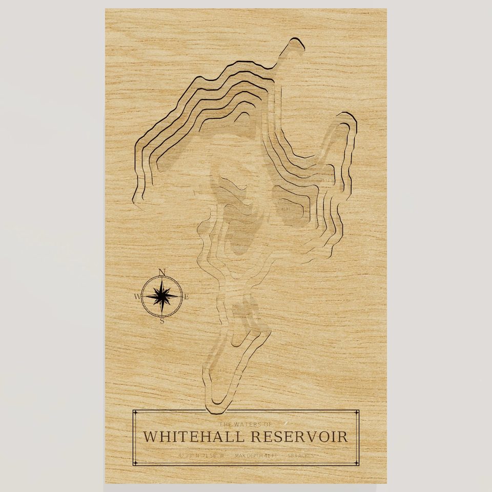Whitehall Reservoir 3D wood map, front view
