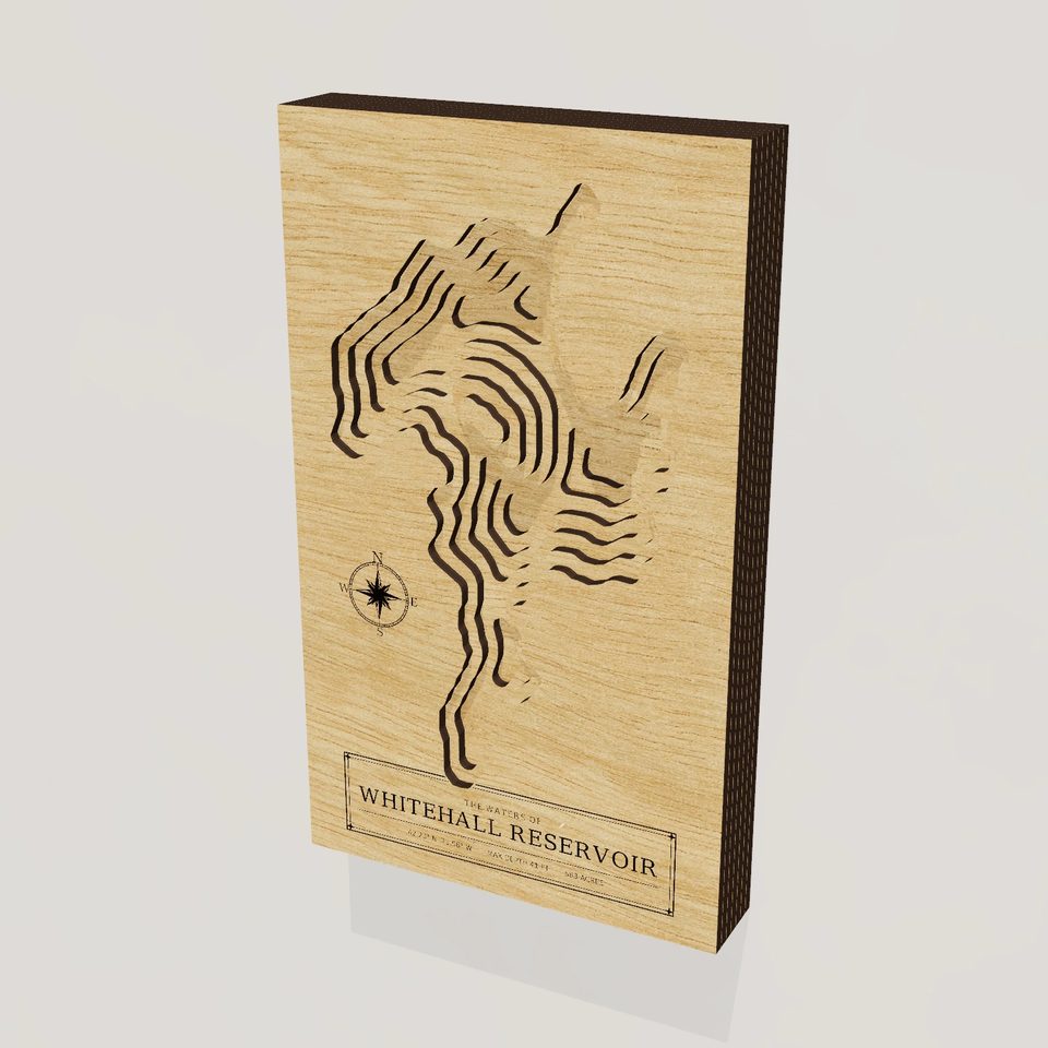 Whitehall Reservoir 3D wood map, hero view