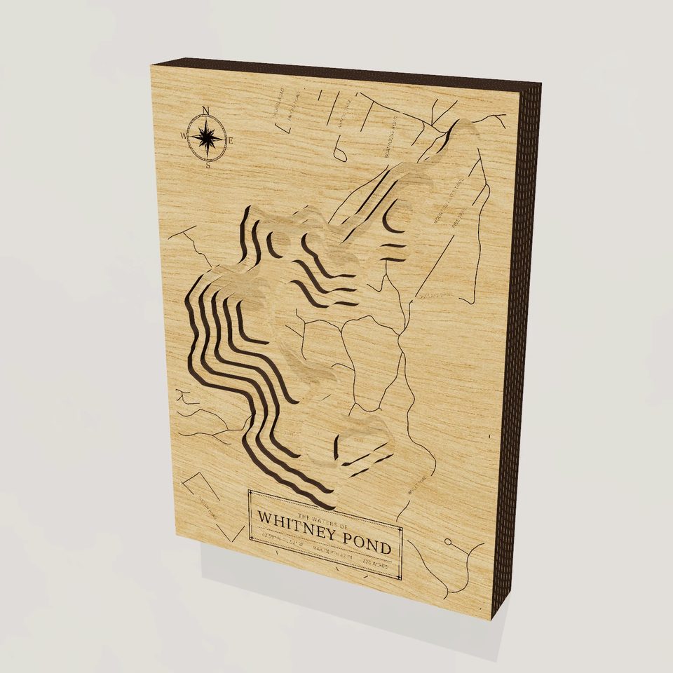 Whitney Pond 3D wood map, hero view