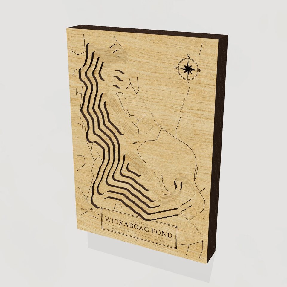 Wickaboag Pond 3D wood map, hero view