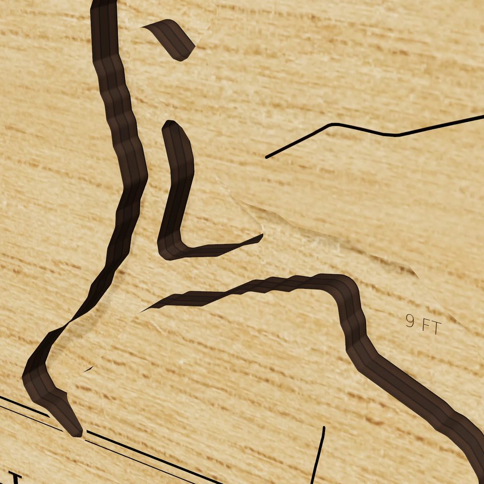 William H. Harsha Lake 3D wood map, detail view