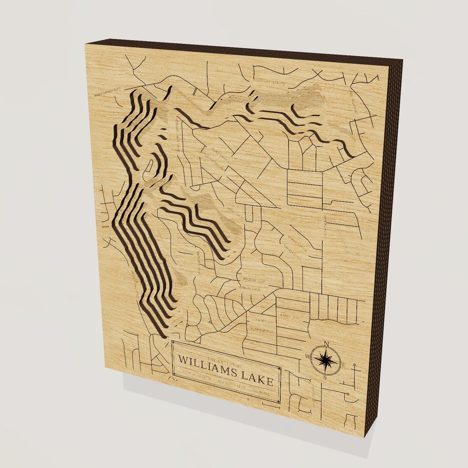 Williams Lake 3D wood map, hero view