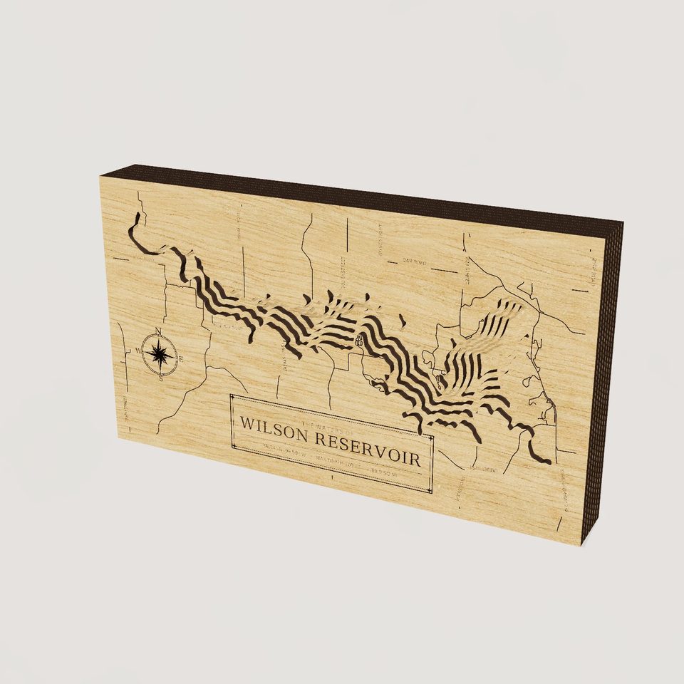 Wilson Reservoir 3D wood map, hero view