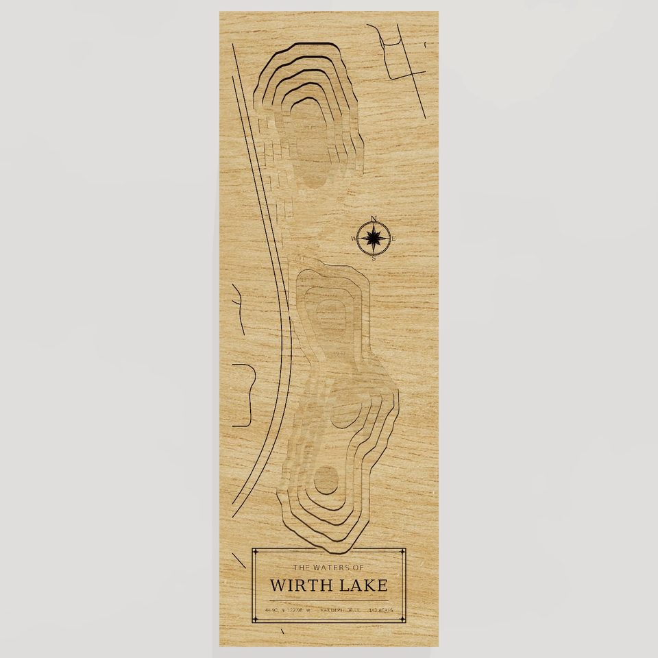 Wirth Lake 3D wood map, front view