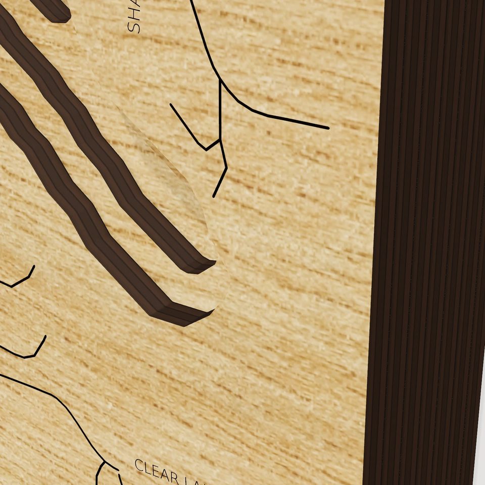 Woahink Lake 3D wood map, detail view